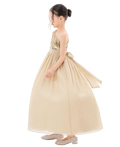 ekidsbridal One Shoulder Sequins Chiffon Flower Girl Dresses for Special Occasions 3284