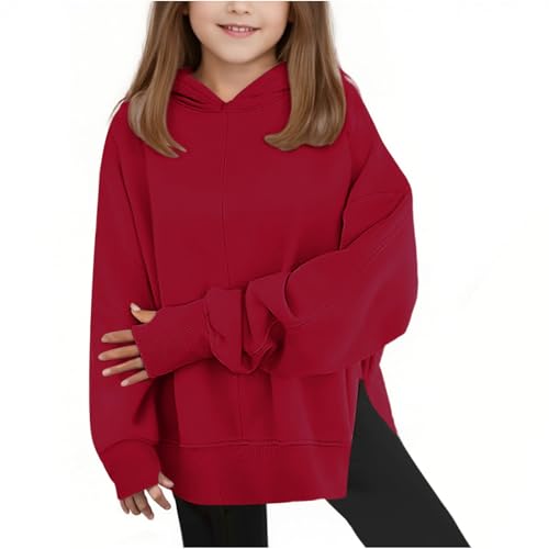 Hoodies for Teen Girls Cute Preppy Hooded Pocket Sweatshirts Long Sleeve Gradient Shirts Side Split Pullover 2-14 Years