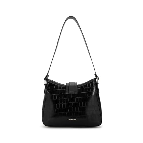 Image of Fastrack Cherry on Top Shoulder Bag for Women, Medium Size with Buckle Lock, Top Zip Closure and Inner Access Pockets, Trendy Croco-Textured Everyday Shoulder Bag