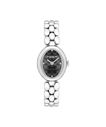 Image of Coach Sammy Qtz Basic Black Oval Dial Women's Watch|Stainless Steel Material|Silver Color Band - 14504420