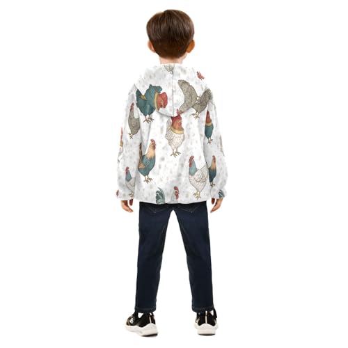 Chicken Pattern with Colors Toddler Fleece Jacket Girl Boys Hooded Fleece Jacket Coat Warm Outwear Zip-up 3-10T4