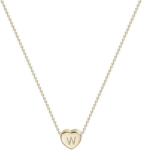 OSIANA Golden Initialen Buchstaben W Herz Anhänger Buchstabenkette Kette Halskette 18k Vergoldet goldkette Schmuck Geschenk für Damen Frauen Mädchen Hypoallergen Cover