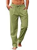 Makkrom Mens Casual Pants Drawstring Elastic Waist Lightweight Linen Pants Loose Fit Summer Beach Yoga...