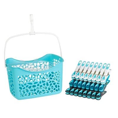 Lakeland Peg Basket Caddy & 24 Matching Soft Grip Pegs - Suitable for Delicates Handy Peg Storage