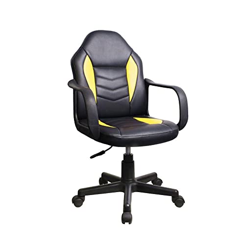 Cadeira Gamer Infantil em Couro Pvc Pelegrin Pel-9354 Preto com Amarelo