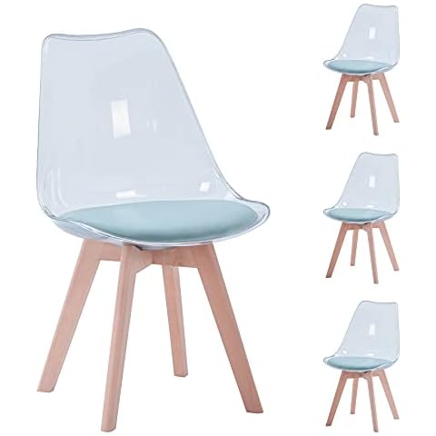 BenyLed 4er Set Esszimmerstuhl Skandinavischer Stil Retro Design Transparente Acryl Beistellstühle Kristallstuhl Cover