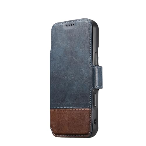 Étui pour iPhone 17 Pro avec coque détachable et fente carte en cuir bleu