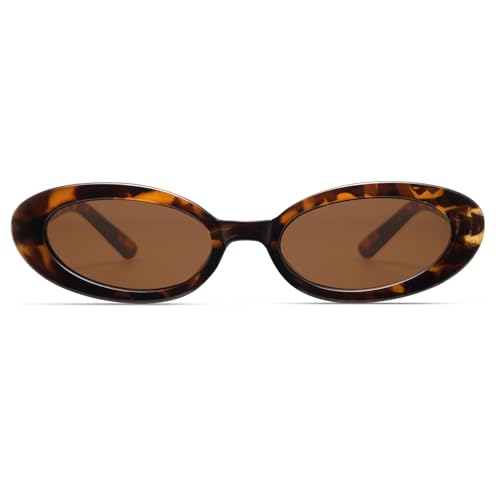 Retro Oval Sunglasses for Women Trendy Small 90s Vintage Style Skinny Narrow Frame with UV400 Protection GM960102