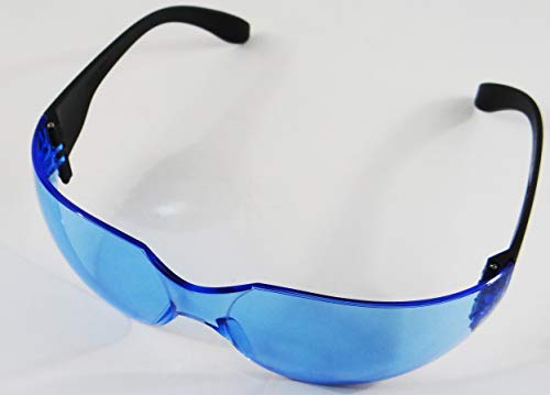 PackagingSuppliesByMail Shield Safety Blue Lens Safety Glasses Wrap Around, Anti Scratch, 144 Pieces
