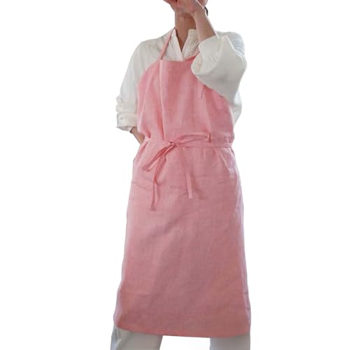 麻エプロン made by fabric diary[HT02W]ピンク