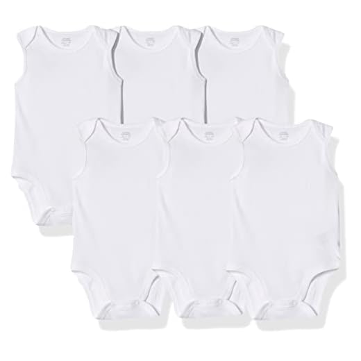 Amazon Essentials - Pack de 6 bodis sin mangas para bebé, Blanco sólido, US 24M (EU 86–92)