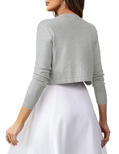 U.vomade Women's Vintage Dressy Open Front Light Grey Bolero Shrug Cropped Cardigan M #TOP2