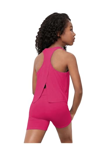 Image of BEAUDRM Girl's 2 Piece Workout Outfits Crop Top and Shorts Athletic Sets | Activewear Sets,Dance Sets,Tumbling Outfits,Hip Hop Dance Outfits,Cheer Practice Outfits for Girls