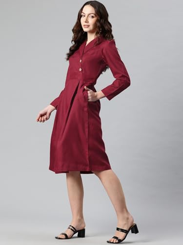 Mac Arthur V-Neck Flared Hem with Tie Back, Women's Blazer Dress Lapel Collar Long Sleeve Work Office Dresses, Button Closure4