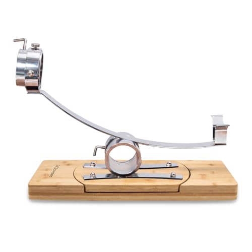 Soporte Jamonero Basculante 360 Con Cabezal Giratorio 3 Claveles, Base Giratoria De Madera Y Herrajes De Metal