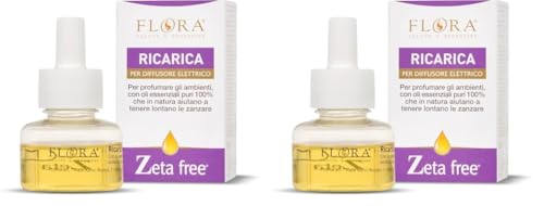 FLORA Ricarica Diffusore Elettrico Zeta-Free Bio | Repellente Naturale Anti-Zanzare - Certificato ICEA (25 ml) (Confezione da 2)