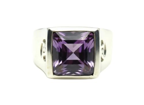 Image of Choose Your Color Mens Bold Ring 925 Sterling Silver Gemstone Wedding Engagement Statement Ring Birthstone Solitaire Jewellery Ring Sizes 4, 5, 6, 7, 8, 9, 10, 11, 12, 13,