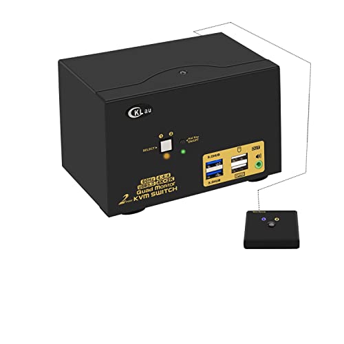 Cklau 2 Port Usb 3.0 Quad Monitor Kvm Switch Hdmi 4K60Hz With Audio And Cables, 2 Pcs 4 Monitors Video Keyboard Mouse Peripheral Sharing Switcher Box Supports Hdmi 2.0, Hdcp, Edid #TOP25