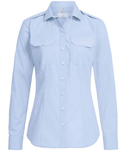 GREIFF Größe 46 Corporate Wear Basic Damen Pilotbluse Neues Modell Regular Fit Langarm Hellblau Modell 6570 1456