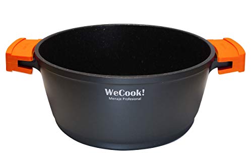 WECOOK-EcoChef-Titanio-Bateria-Cocina-Induccion-4-Piezas-Aluminio-Fundido-Antiadherente-QuanTanium-Piedra-sin-PFOA-Set-Cazuelas-Tapas-Cristal-Asas-Silicona-5mm-Espesor-Vitroceramica-Gas