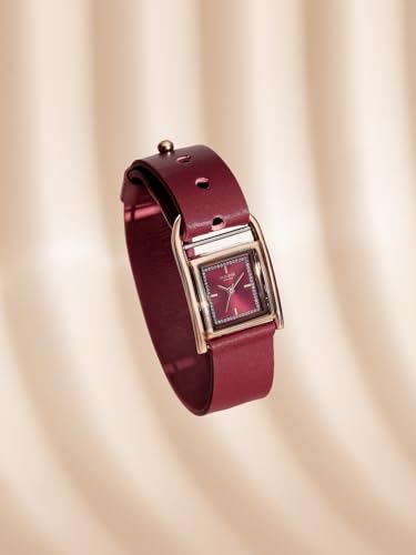 Image of Sonata Poze 6 Strokes and Stroll Quartz Red Round Dial Women's Watch | Leather Strap Material | Watches for Women Analog - SP80132WL01