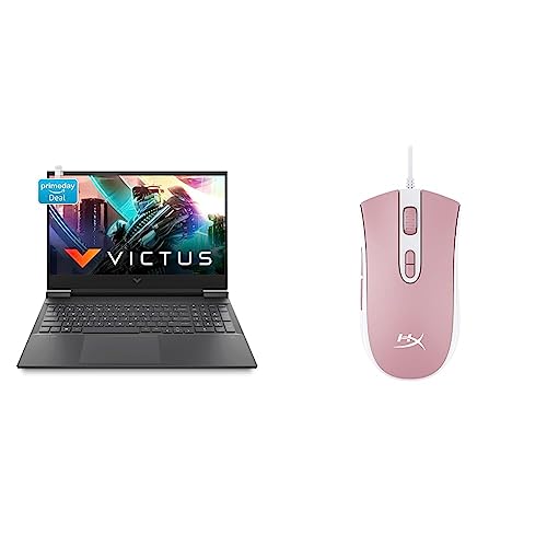 Image of HP Victus Gaming AMD Ryzen 5 5600H Processor 16.1 inch(40.9 cm) FHD Gaming Laptop & Hyperx Pulsefire Core Pink