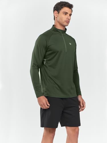 Image of NORTHYARD Men's Quarter Zip Pullover Athletic Running Shirt Long Sleeve | 1 /4 Zip Top, Quick Dry Lightweight, Moisture Wicking Breathable, Reflective Strips, Performance Workout Gym, Hiking Sports