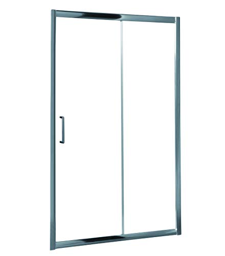 Mampara de Ducha MODULAR Frontal Sencilla - 1 Hoja FIJA + 1 Hoja CORREDERA. Con Tratamiento EASY-CLEAN. (110 cm, TRANSPARENTE)