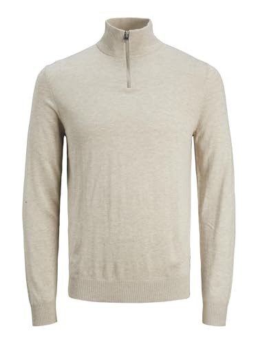 Jack & Jones Boys Jjeemil Knit Half Zip Noos Jnr Knitted Jumper, Oatmeal, 152