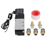 Electroválvula neumática 4V110-06 DC24V, 2 posiciones, 5 vías con filtro integrado 40, cuerpo de aleación de aluminio, rango de presión de 0-0,8 MPa, para industrial