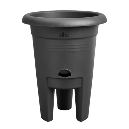 Elho Green Basics Vaso Per Fragole 22 Cm - Vaso Per Coltivare Piante Di Fragole - Include Serbatoio D'acqua - 100% Plastica Riciclata - Nero/Living Black - 2