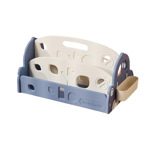 KCNN 子供用本棚収納ツーインワン大容量収納ラック赤ちゃんのおもちゃ本オーガナイザー本棚整理整頓の習慣を身につけ、部屋がきれいになり、シンプルでかわいいギフト幼稚園ギフト (ブルー,57*32*29cm)