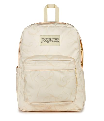 Image of JanSport SuperBreak Plus Backpack with Padded 15-inch Laptop Sleeve and Integrated Bottle Pocket - Spacious and Durable Daypack for Work and Travel, Rows Of Bows Natural /Lemon Ice