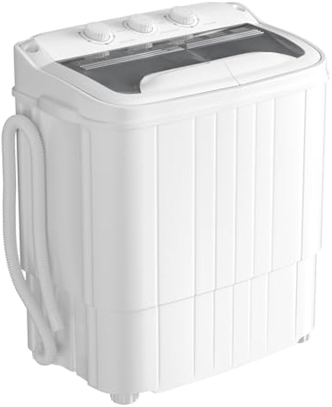 INTERGREAT Portable Washing Machine with Longer Hose, Twin Tub Washer Mini Compact Laundry Machine with Drain Pump, 16lbs Portable Washer Dryer Combo for Dorms, Apartments, Grey