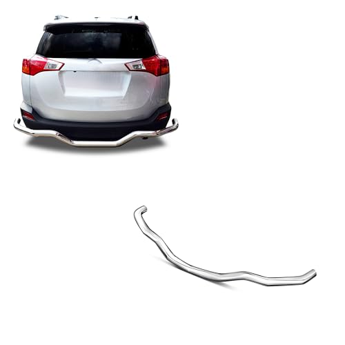 Black Horse Rear Bumper Guard Single Tube Stainless Steel Compatible with 2013-2018 Toyota RAV4 (Excl. 2018 Adventure Trim)-8D093945SS-S