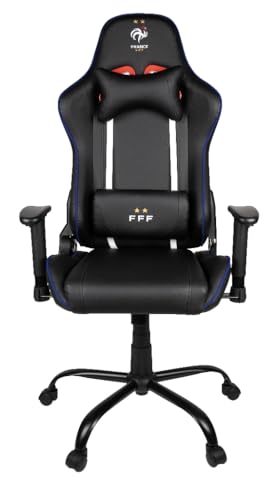 Konix FFF Chaise de Bureau Gaming Premium - Inclinaison siège 150° - Cuir polyuréthane - Coussin lombaires et cervicaux réglable - Appui-tête - Noir