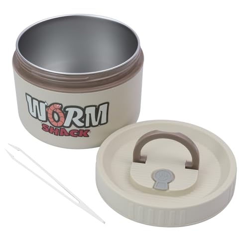 Fishing Bait Container, Insulated Stainless Steel, Live Bait Storage, Worm Storage Box, Nightcrawler Box, Bait Tank, Compact and Durable,Small and Portable, Keeps Bait Fresh and Alive (White)