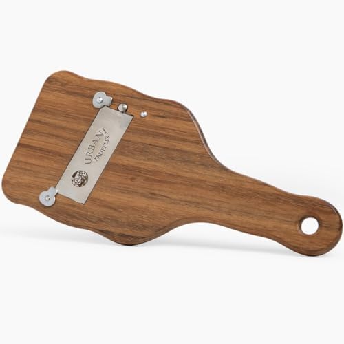 Urbani Truffles Wooden Truffle Slicer Shaver - Premium Cheese Shaver for Hard Cheese, Mushroom, Chocolate, Garlic & More, Kitchen Handheld Wood Manual Slicer with Adjustable Blade, Food Shredder