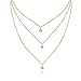 Artmiss Rhinestones Layered Necklace Women Simple Double Multilayer Pendant Necklace for Girl (Gold)
