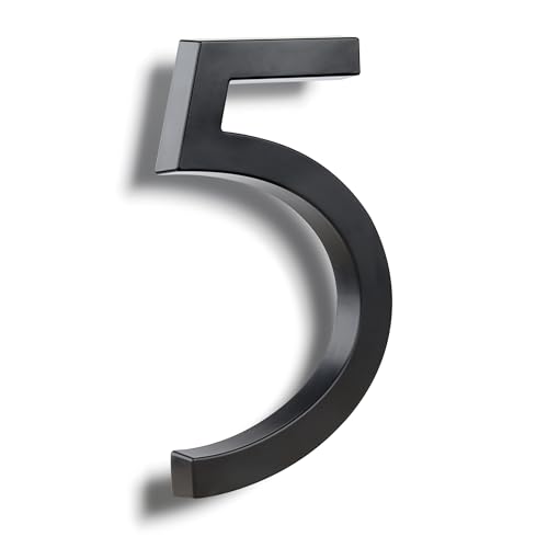 HASWARE Numeri civici eleganti in ABS da 15 cm, design elegante nero, resistenti e facili da installare (nero, 5)