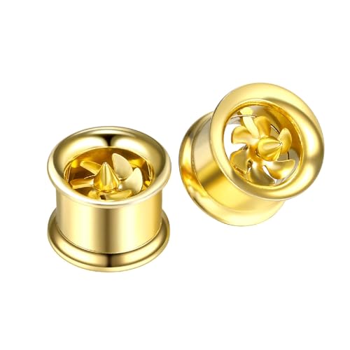 Ayoiow 1/2G Earrings with Gold Windmill Plugs
