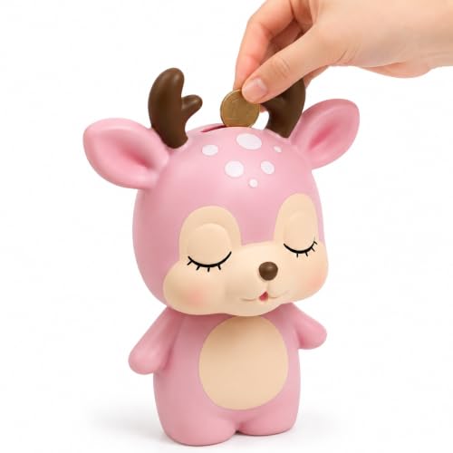 SUPVOX Tirelire Cerf: Tirelire Enfant Dessin Animé Rose pour Chambre