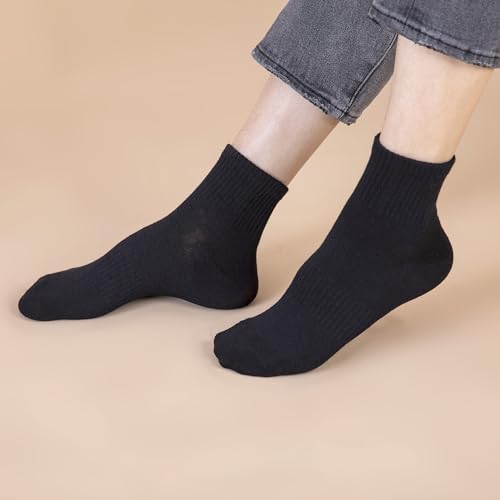 Mid-Calf Socks for Men Women, Anti-Slip Crew Socks for Daily Wear, Running, and Sports, Reinforced Heel and Toe, 3 Pack3