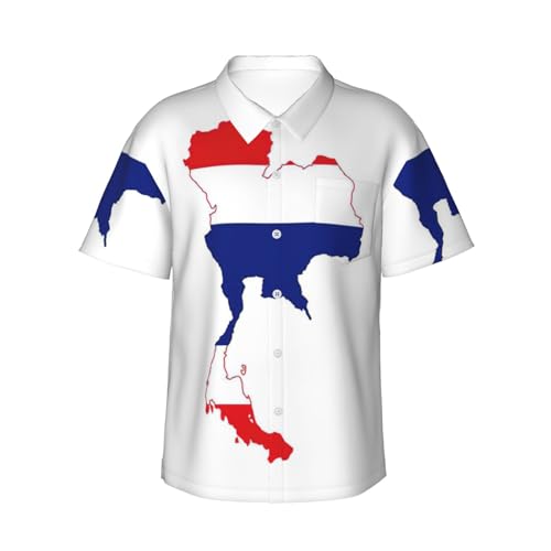 Chemise hawaïenne homme drapeau Thaïlande short plage été décontracté