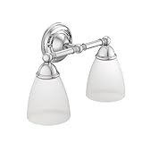 Moen YB2262CH Brantford 2-Light Dual-Mount Bath Bathroom Vanity Fixture with Frosted Glass, Chrome