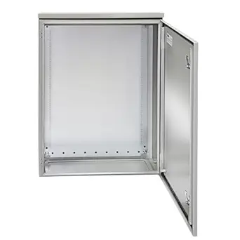VEVOR Electrical Enclosure, 28'' x 20'' x 8'', NEMA 4 Outdoor Enclosure, IP65 Waterproof & Dustproof Cold-Rolled Carbon Steel Hinged Junction Box for Outdoor Indoor Use, with Rain Hood