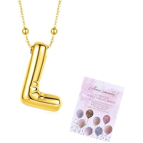 AllenCOCO Bubble Letter Necklaces for Women Trendy, Chunky 14K Gold Filled Balloon Initial Necklace Personalized Alphabet Pendant Necklace for Women Charm Necklace Cover