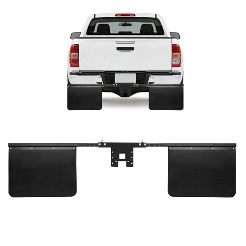 ALMULOO 2 Hitch Receiver Adjustable Hitch-Mounted Mud Flap Fits Most Types of Vehicles Powder Coated Steel+Rubber