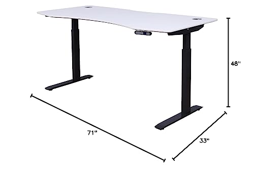 Image of ApexDesk Elite Pro Series 71 inch x 33 inch Electric Height Adjustable Stand up Desk, Sit Stand Home Office Desk, Computer Desk - Curved White Top /Black Frame