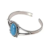 Gewicht: 18,6 g / 29,5 g Armband Silberne Armreifen for Frauen ~ Twilight Saga Bella Swans Armband ~ Offenes Armreif ~ S925 Silber Armreif ~ Natürlicher Türkis Edelstein ~ TVD, Twilights Schmuck